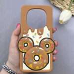 قاب گوشی سیلیکونی پاک کنی طرح دونات برجسته قهوه ای